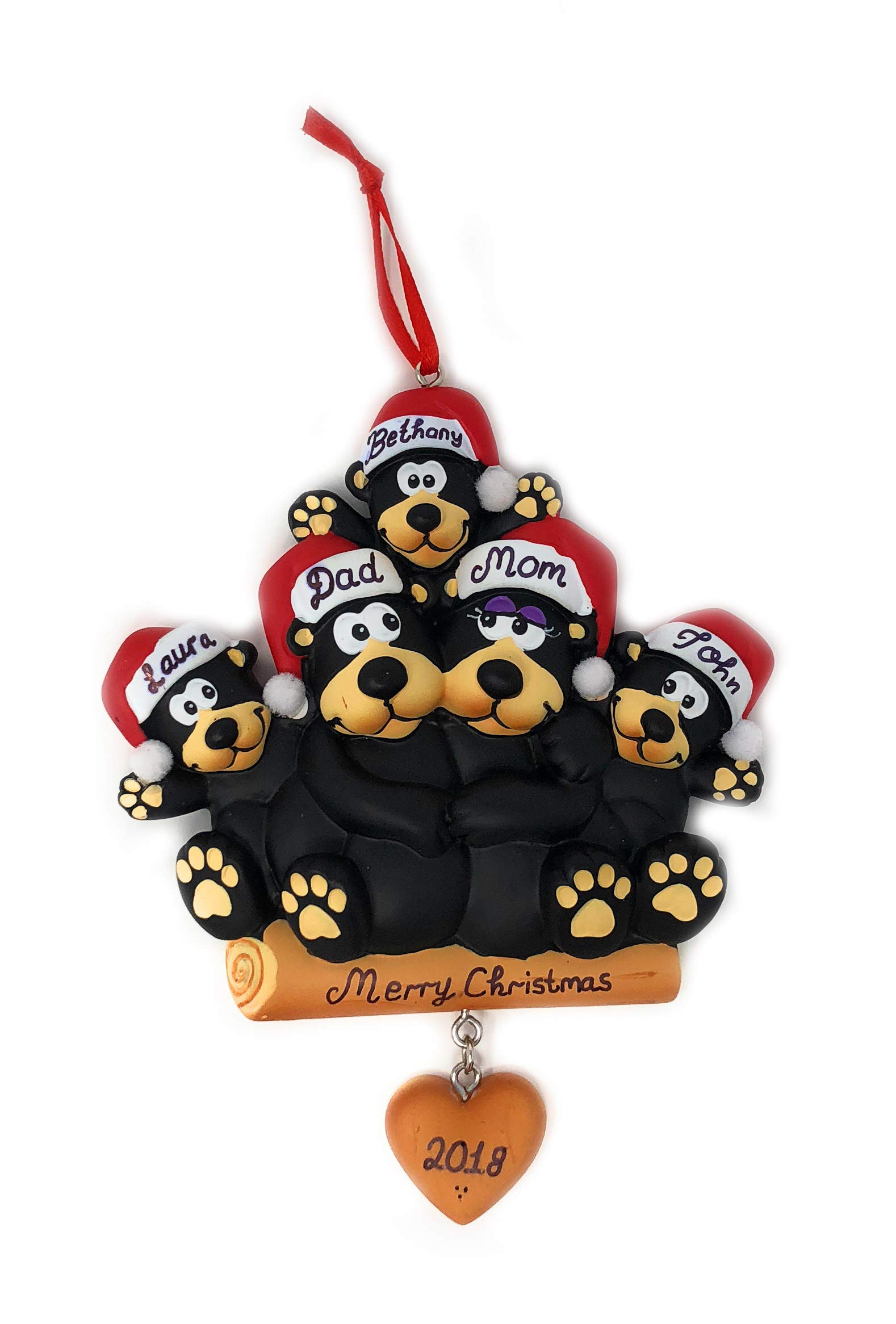 Black Bear Family - Couple Personalized Christmas Ornament by Polar X