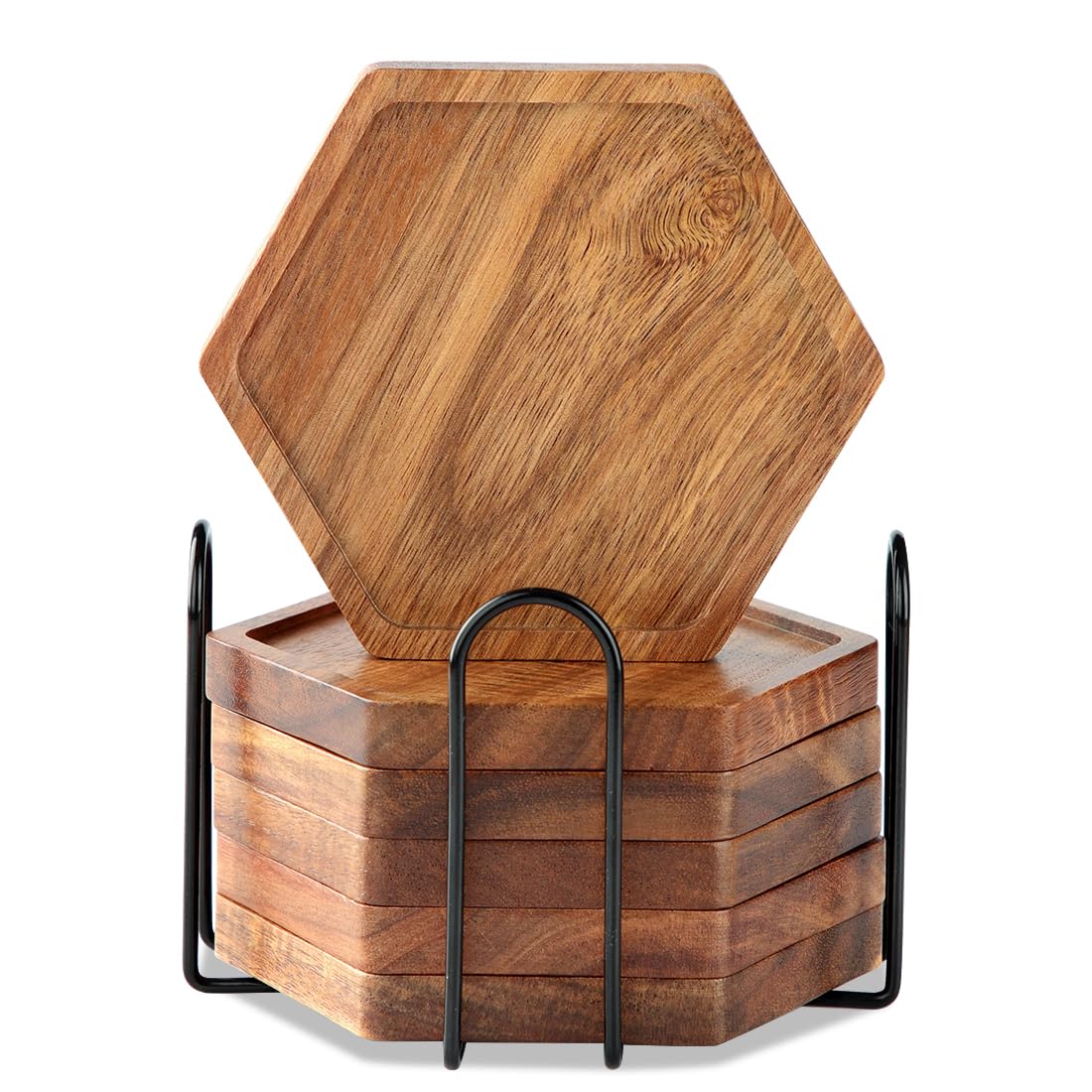 Dessous de verre en bois d'acacia avec support idée cadeau originale et utile