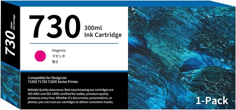 Compatible Replacement for HP 730 Ink Cartridges 300ml Magenta P2V69A for DesignJet T1600 T1700 T2600 Printer Ink 1-Pack