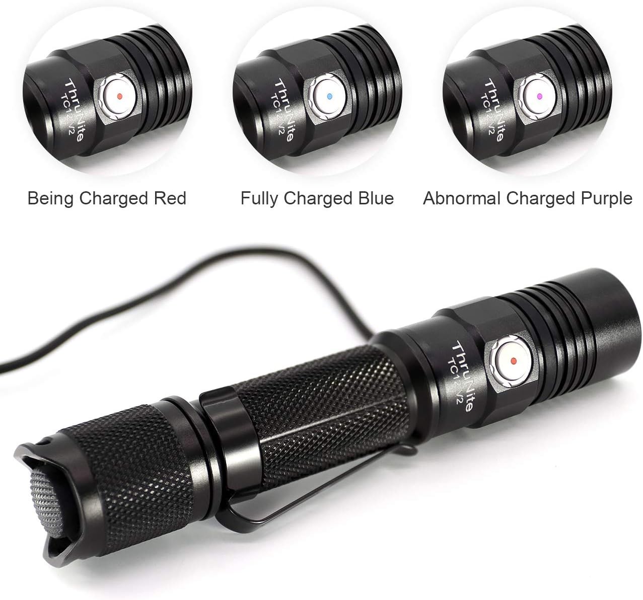 ThruNite TC12 V2 Rechargeable Tactical Flashlight, Max 1100 Lumens, Dual Switch CREE XP-L LED Handheld Flashlight with Rechargeable Battery - NW