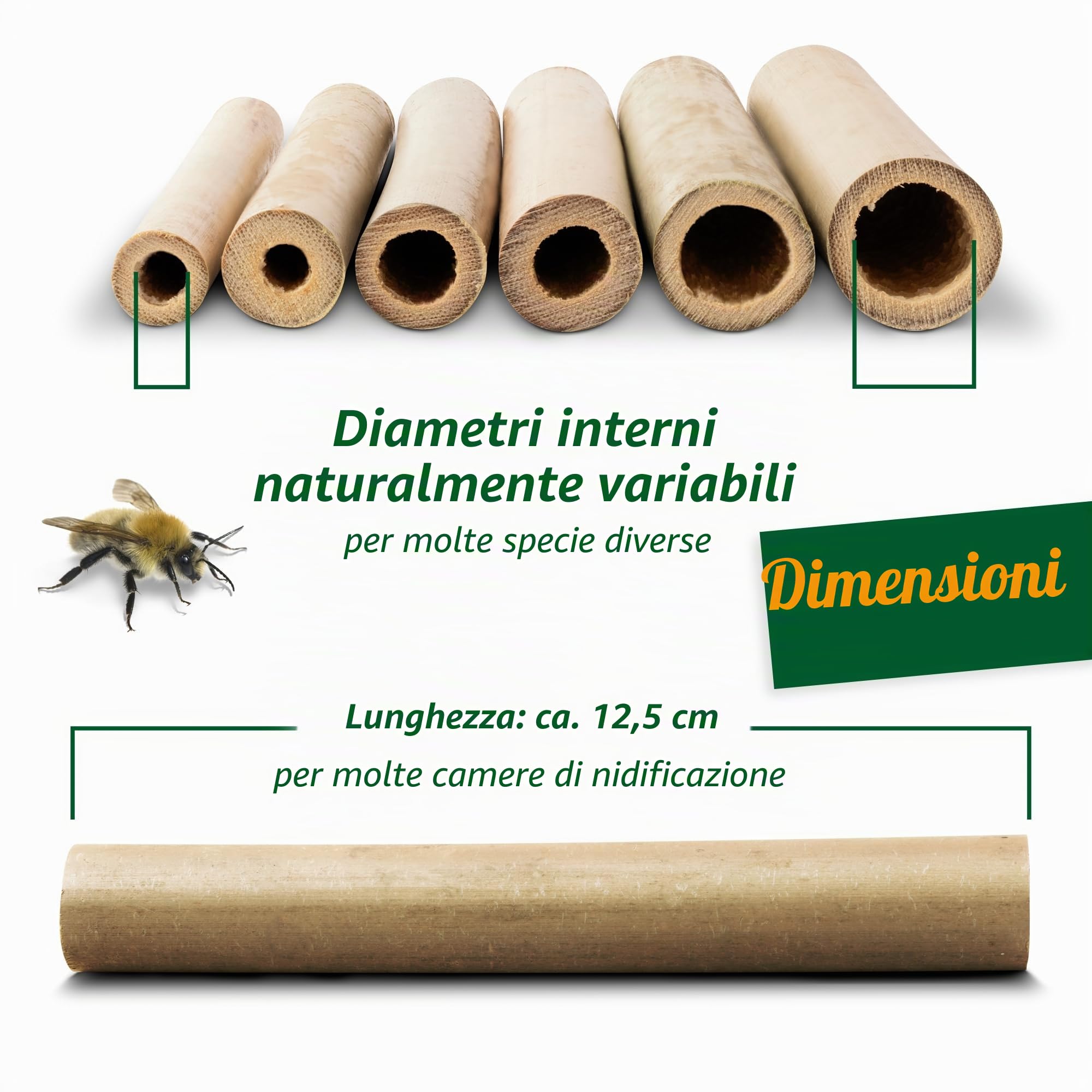 GARDIGO® Tubi in Bambù per Hotel per Insetti Premium - 300 Pz. Canne Bambù | per Nido di Api | Senza Segni, Bordi Puliti | Accessori Casa per Insetti | Hotel per Api | Bastoncini di Legno