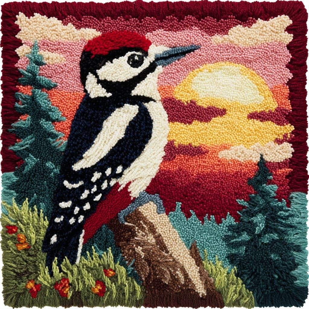 Henypt DIY Latch Hook Cushions Kits, Scenery and Birds