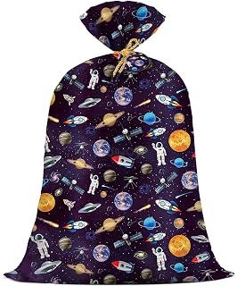 Extra Large Space Gift Bags Birthday Plastic 36x56 Inch Jumbo Astronaut Gift Bag for Boys Kids Outer Space Themed Galaxy Birthday Party Favors Supplies Rocket Planet