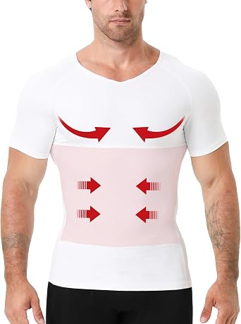 Mens Compression Shirt V-Neck Slimming Body Shaper