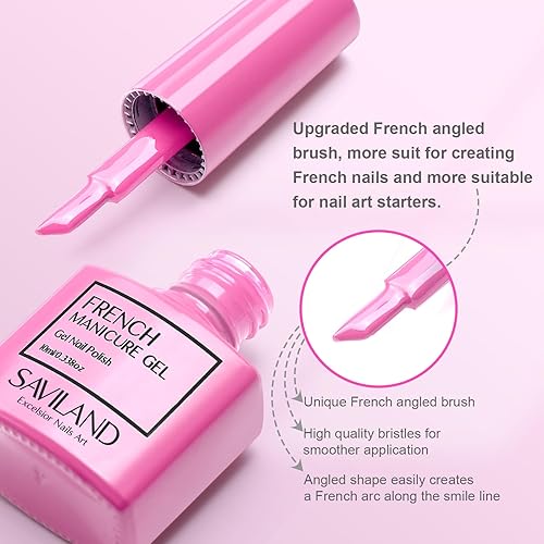 Miniatura 2 de SAVILAND Esmalte de uñas de gel para uñas francesas, esmalte de uñas de gel rosa LED, esmalte de uñas de gel UV para principiantes y profesionales