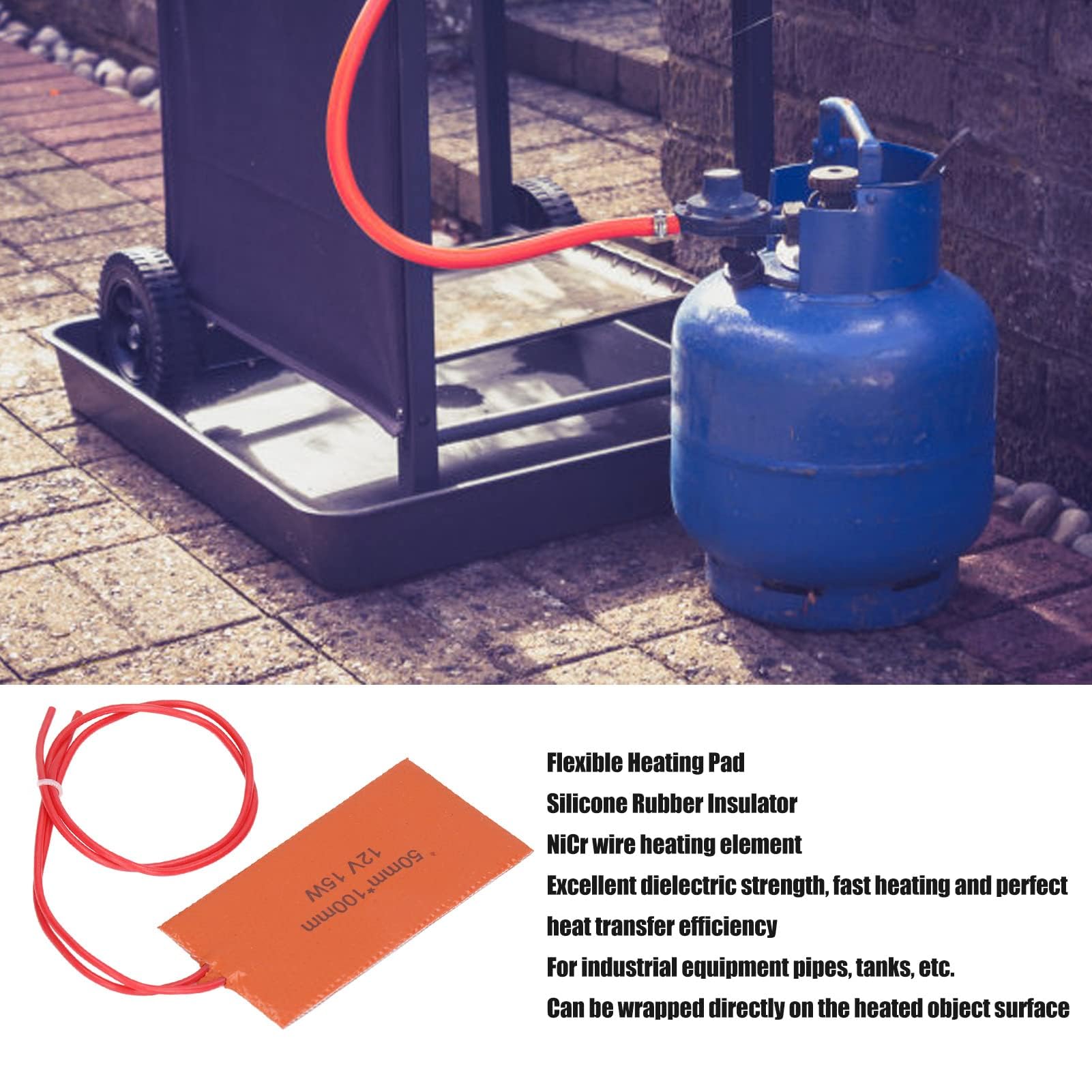 4 Uds Almohadilla Calefactora de Silicona Flexible 12V 15W, Manta Eléctrica de Goma de Silicona para Tambor de Aceite, Tuberías y Equipos Industriales, Mantenimiento de Temperatura