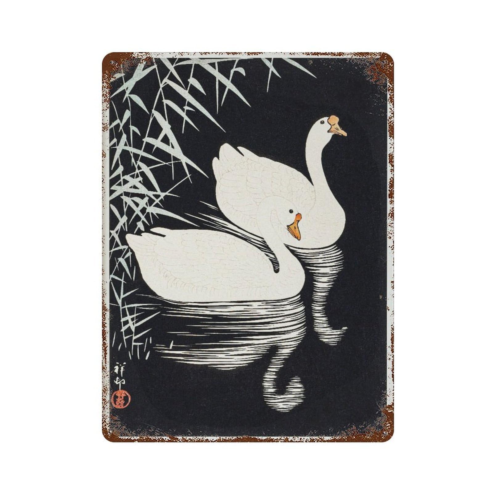 xiaoxiaoshen Japanese Geese Ohara Koson Wall Decor Art Metal Tin Poster Modern Home Decor Art Home Bar Shop Decorations Vintage Sign 40x30cm