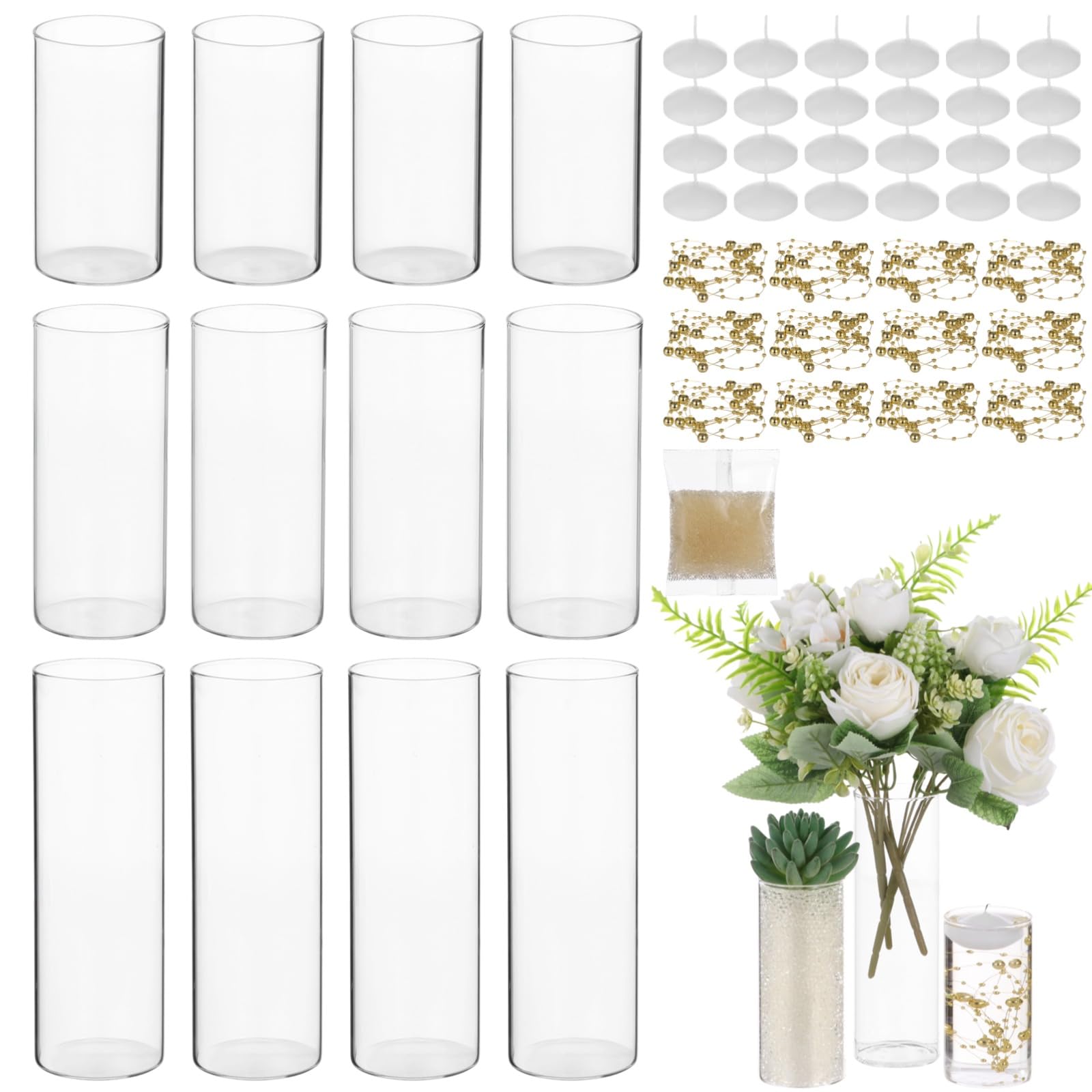 Bougies flottantes et vases cylindriques pour centre de table de fête OMISTAR
