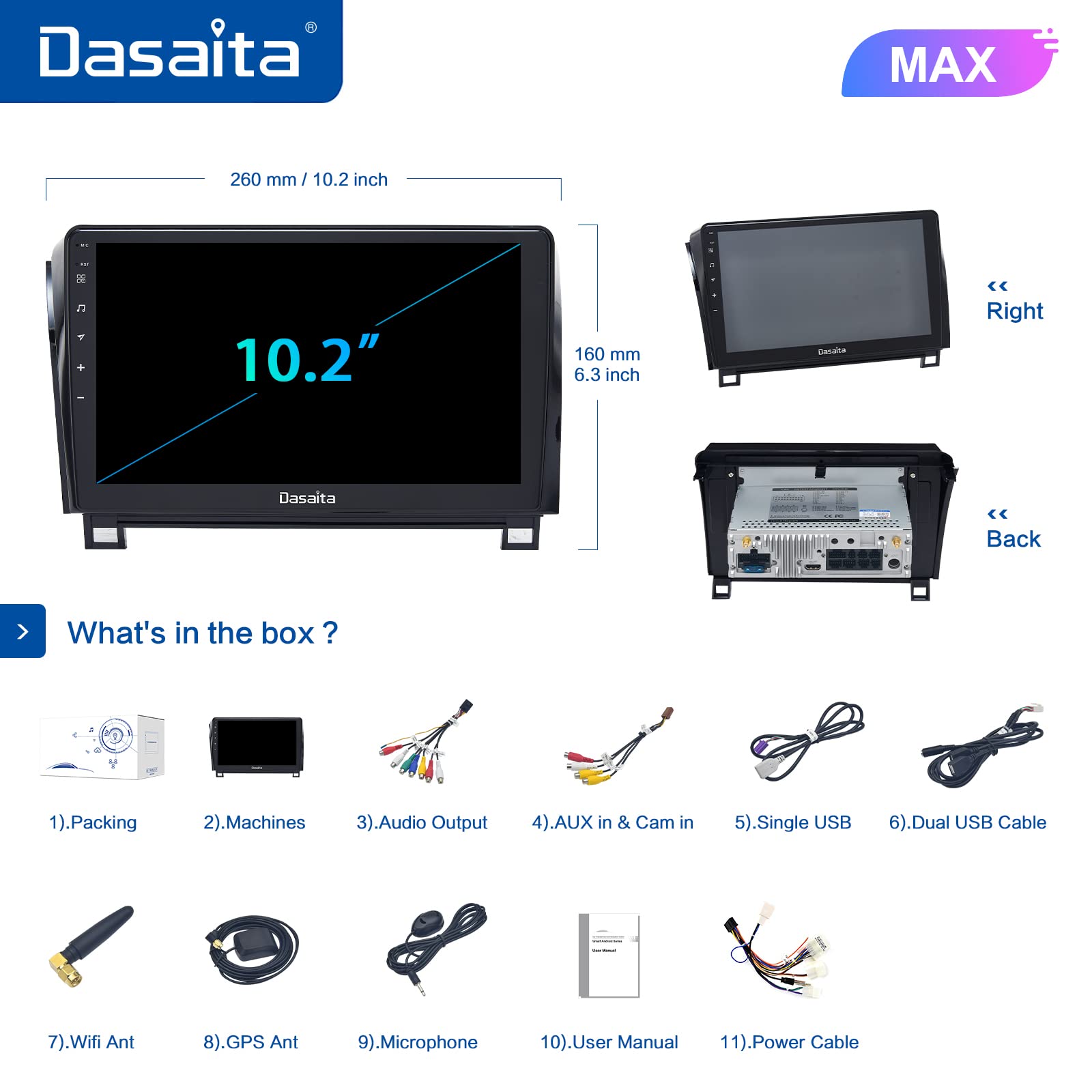 Amazon.com: Dasaita 10 inch Large Screen Single Din Android 10.0