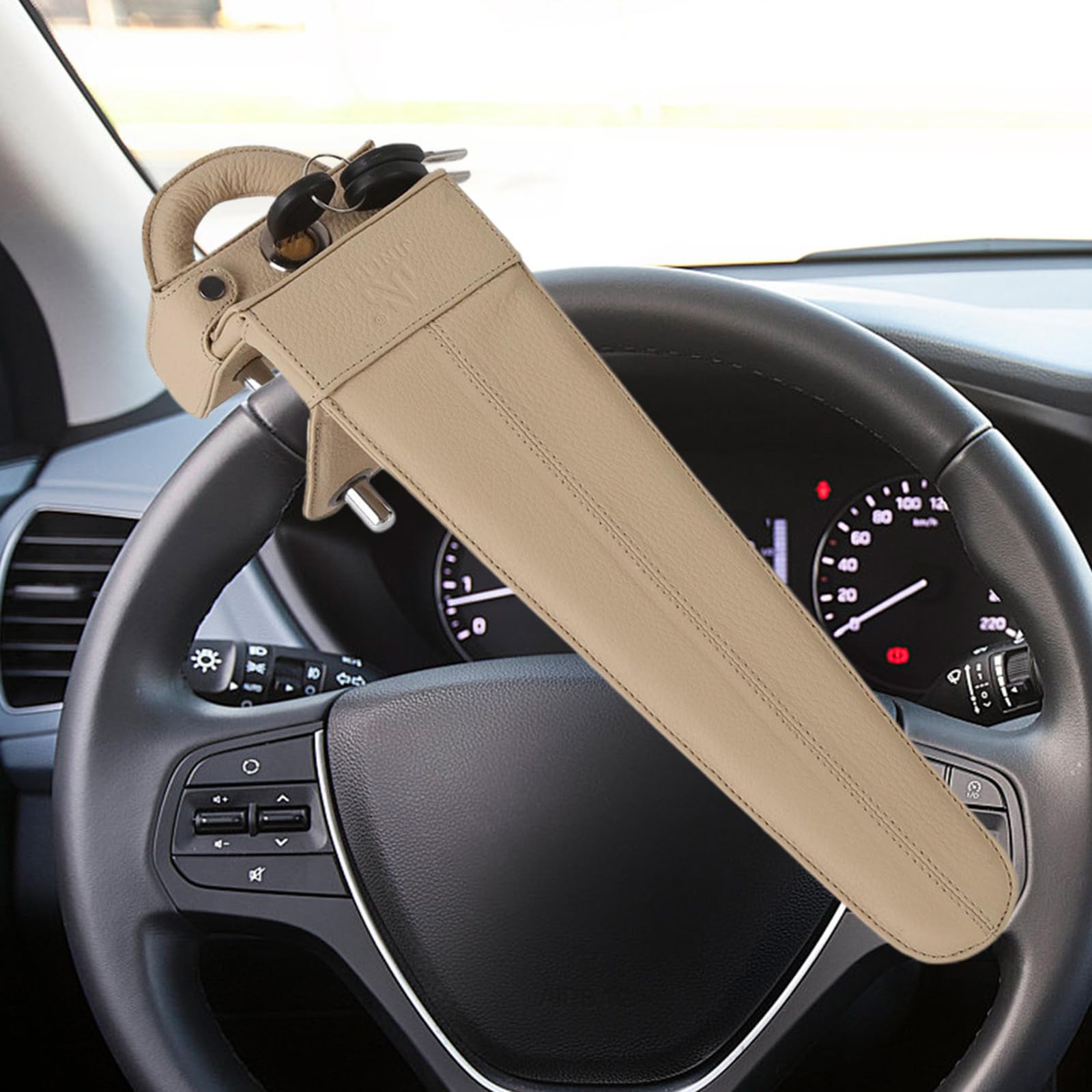 Bloccasterzo per auto, dispositivo di bloccaggio antifurto con 2 chiavi, dispositivo antifurto resistente e blocco di sicurezza auto, blocco del volante per veicoli e camion