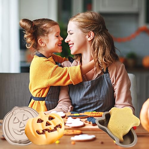 Miniatura 6 de Crethinkaty Molde para tartas en forma de fantasma de Halloween, molde para tartas de 5.6 pulgadas con revestimiento antiadherente, bandeja para