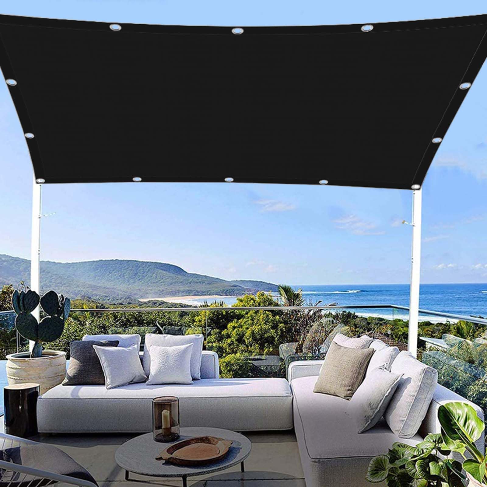Toile ombrage résistant aux déchirures et à l'eau PES 750x800cm noire avec œillets