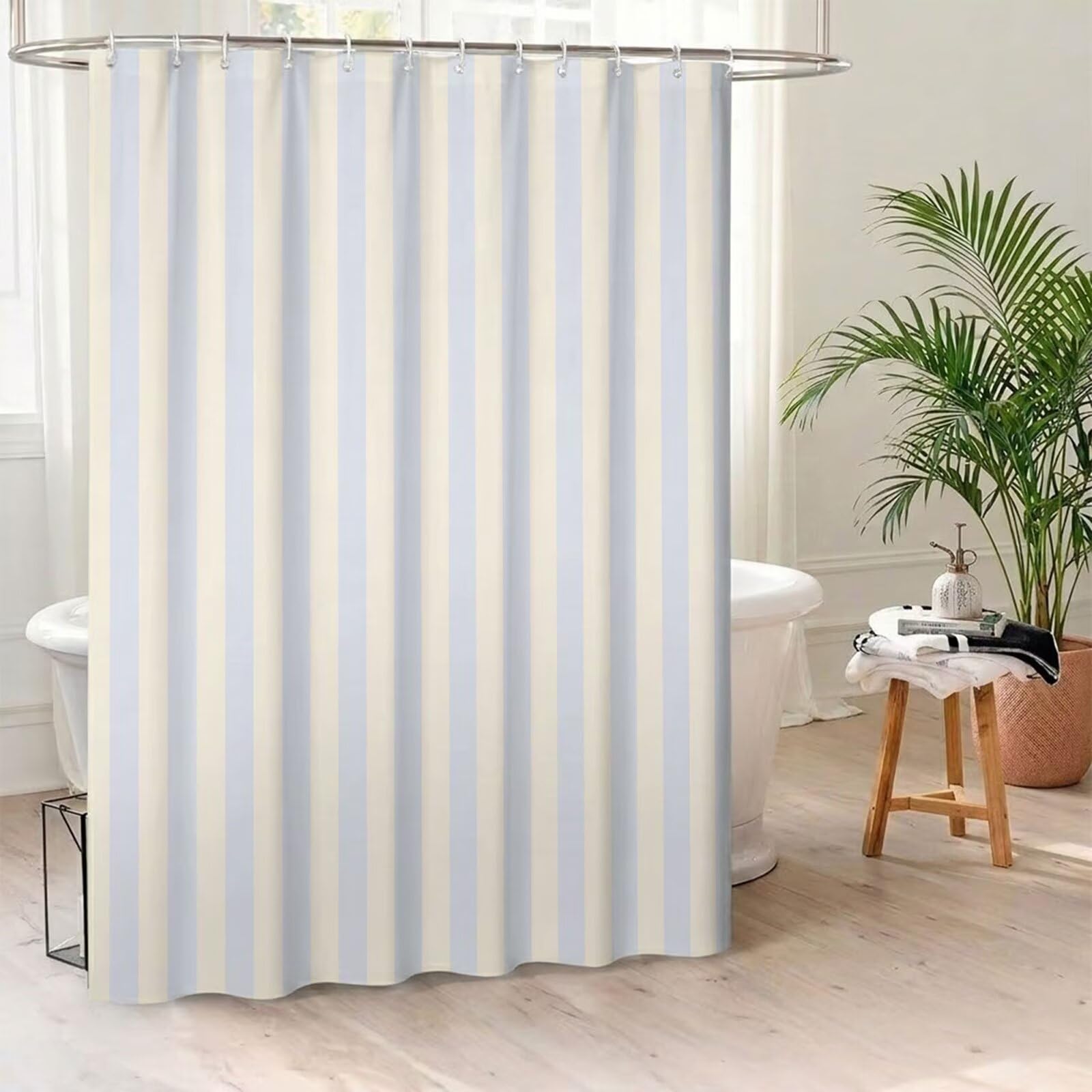 Rideau de Douche 240x180 cm - Tissu Polyester Imperméable Anti-Moisissure - 12 Anneaux Inclus - Ourlet Lesté pour Stabilité - Lavable en Machine - Idéal de Baignoire et Douche - Violet & Bande Y1#507