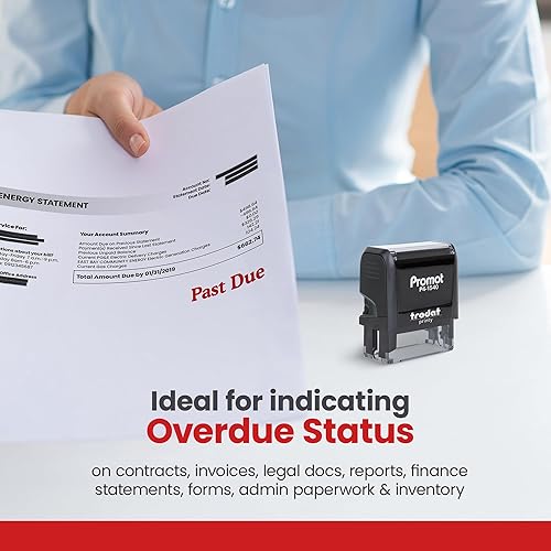Miniatura 7 de Promot - Sello autoentintable Past Due de goma recargable - Selladores recargables para oficina - Negocio, contabilidad, teneduría de libros,