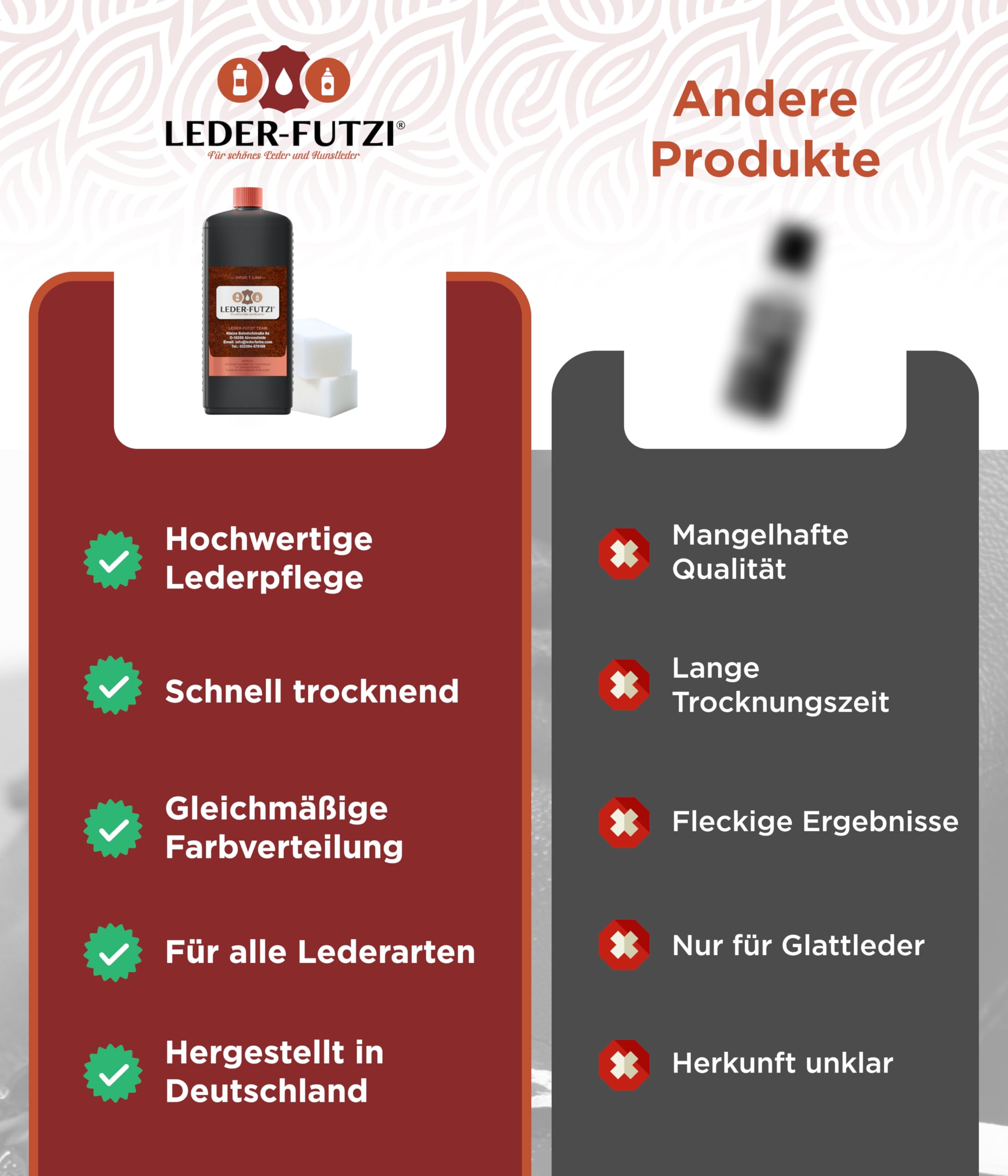 Lederfarbe Schwarz 1000 ml - Flexibel trocknend & bruchüberbrückend - Ideal zur Auffrischung von Glattleder - Made in Germany