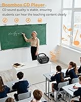 Vista 3 de MONODEAL Reproductor de cinta de casete con Bluetooth, reproductor de CD Boom Box, radio AM FM, combo multifuncional de reproductor de CD