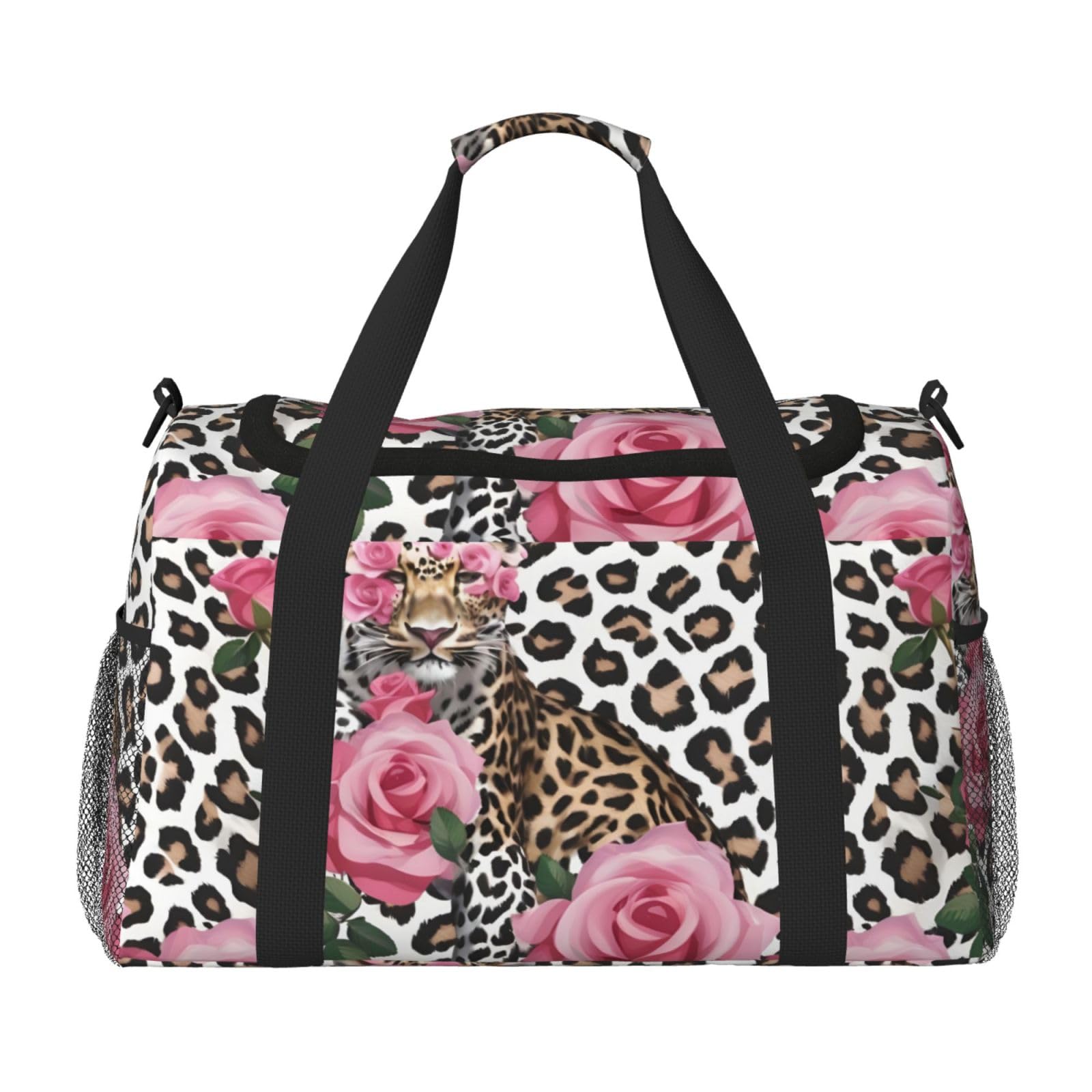 Red Rose Mix - Bolsa de viaje con cremalleras y asas, bolsa de lona plegable grande para vacaciones familiares, Black, Talla única