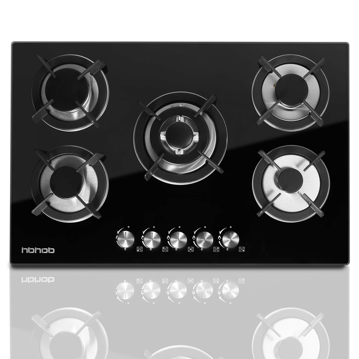 Gas Cooktop 30.31" inches Gas Cooktop Tempered Glass Built in Gas Stove