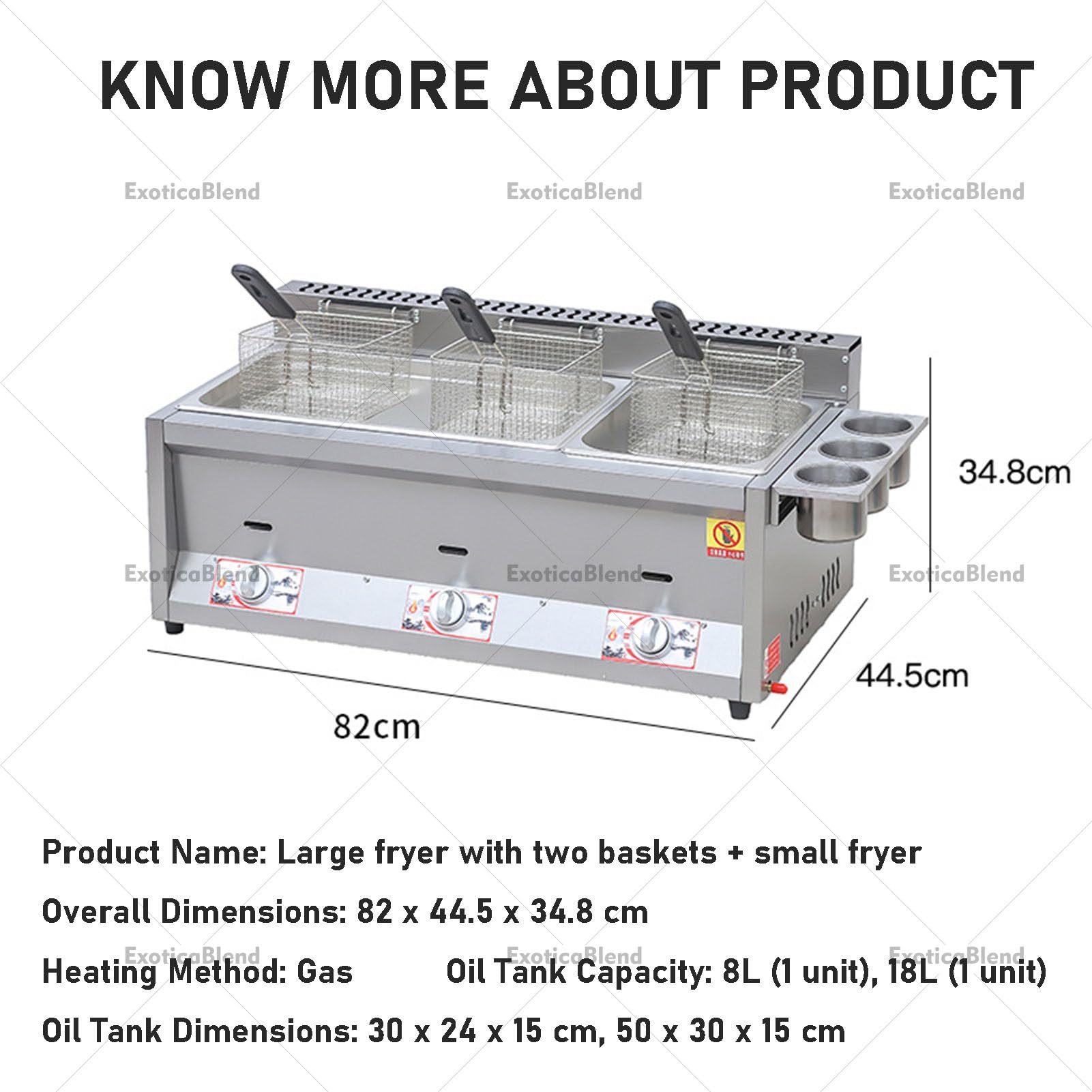 Friggitrice a Gas di Grande capacità in Acciaio Inox - Potenza Regolabile. per Patatine Fritte, Ciambelle e Pesce - Facile da Pulire, qualità Professionale - Include Cestelli