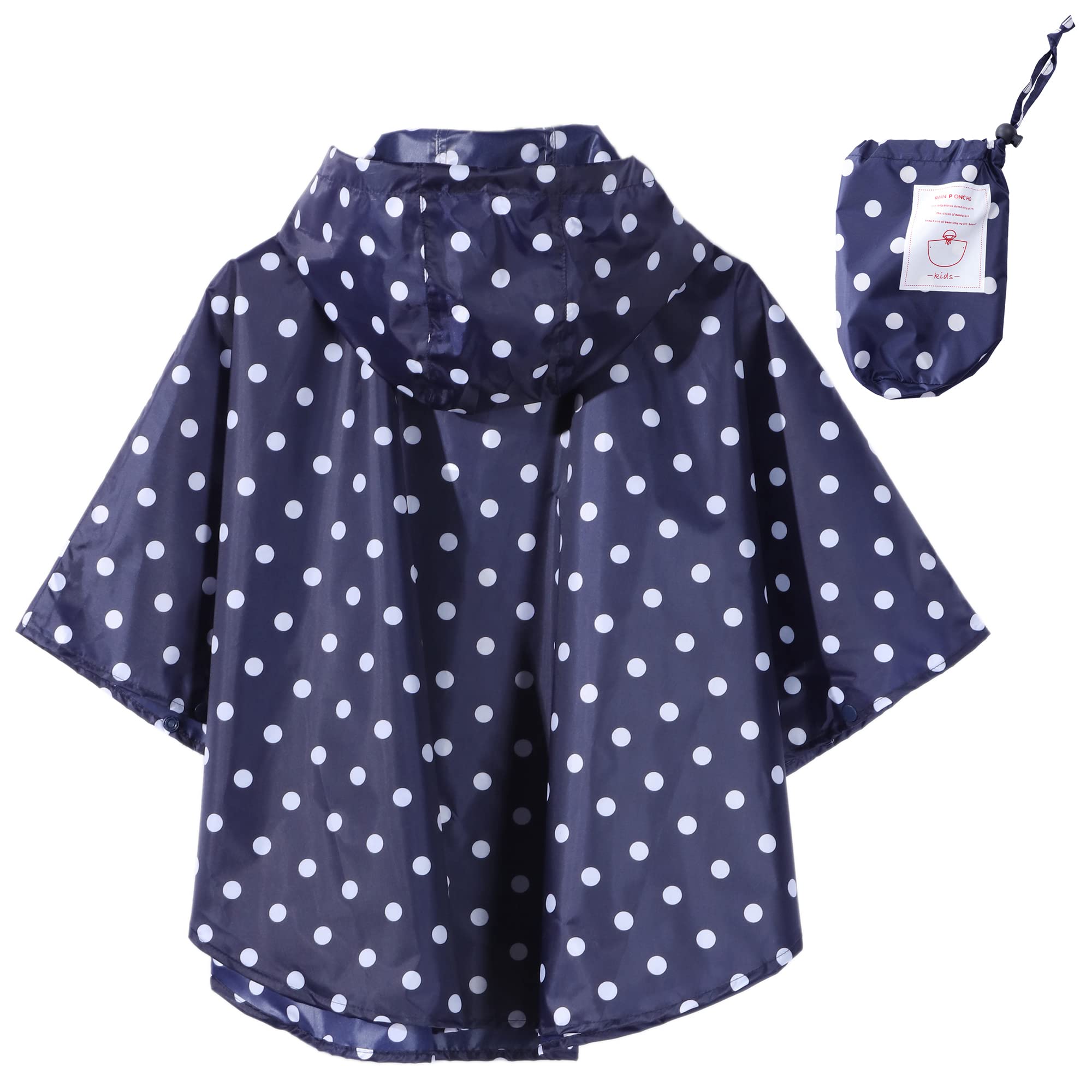 QIKADO Poncho Antipioggia Bambino, Poncho Pioggia Bambina con Cappuccio e Bottoni Portatile
