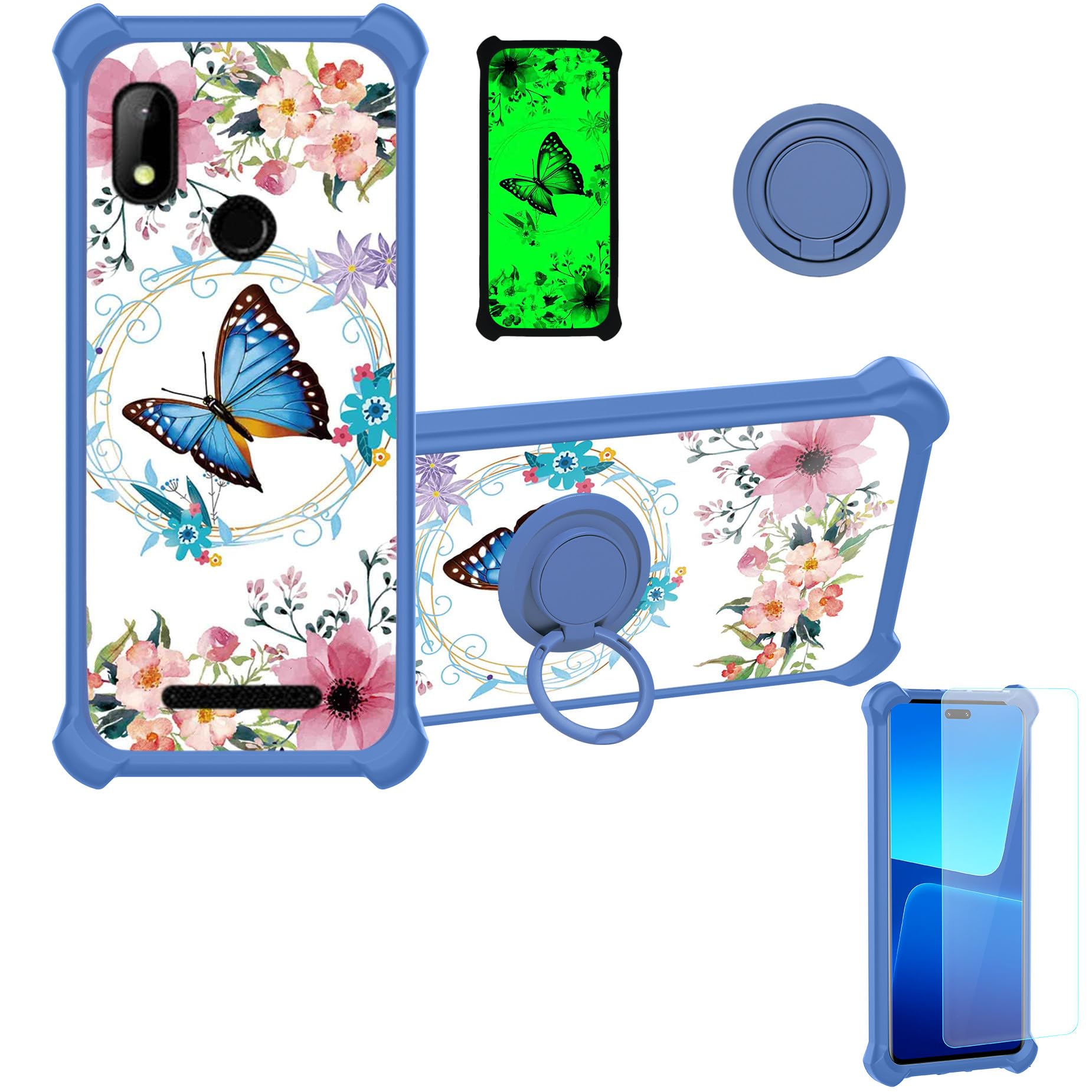 HotPepper Chilaca 6.5" Case Compatible with Hot Pepper Chilaca Plus Phone Case HPPL60A Cover [with Tempered Glass Screen Protector][Hard PC + Soft Silicone][Ring Support] YGL-LHD