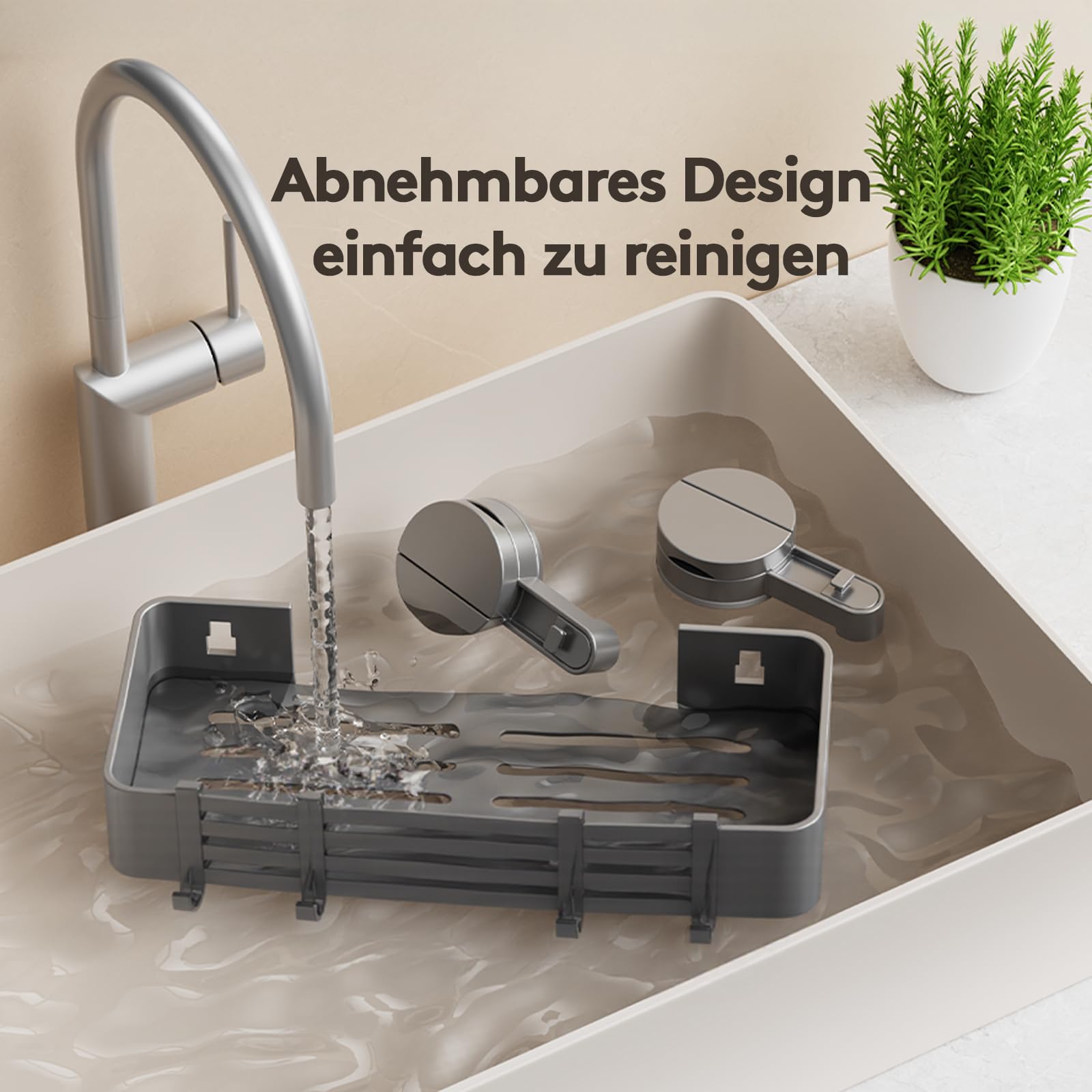 Saugnapf-Duschablage ohne Bohren | 4 Haken, 32 cm Länge, 10 kg Tragfähigkeit, 1-Minuten-Installation | Abnehmbare und rostfreie Shampoo-Halterung für Dusche