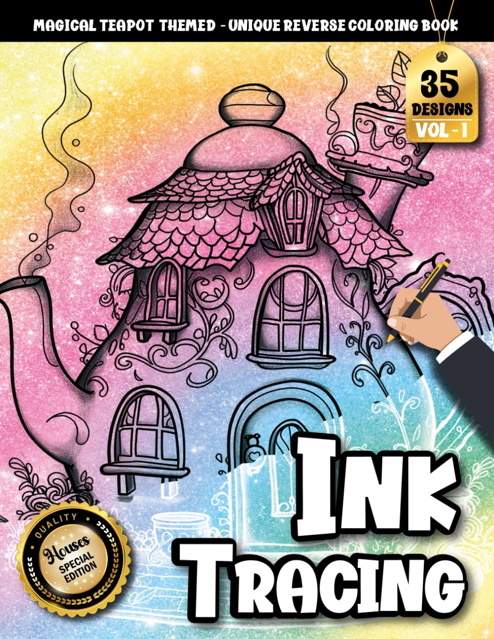 Ink Tracing Book For Adults: A Magical Teapot House Ink Tracing and Reverse Coloring Book for Adults for Relaxation and Creative Escape (Magical Teapot House Tracing Series)