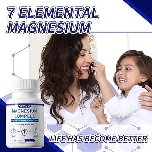 Miniatura 7 de Complejo de magnesio de 1000 mg con 8 tipos - glicinato, citrato, malato - Apoya la relajación muscular, la salud ósea, la producción de energía y