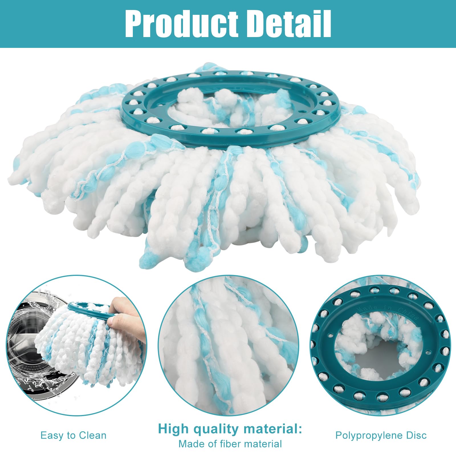 4 Pezzi per Leifheit Twist Disc Mop Ergo Ricambio Mocio Kit, Sistema a 2 Fibre Rotomop Clean Twist Disc Mop Active Ricariche, Testina Sostitutiva in Microfibra Adatto a Tutti i Pavimenti