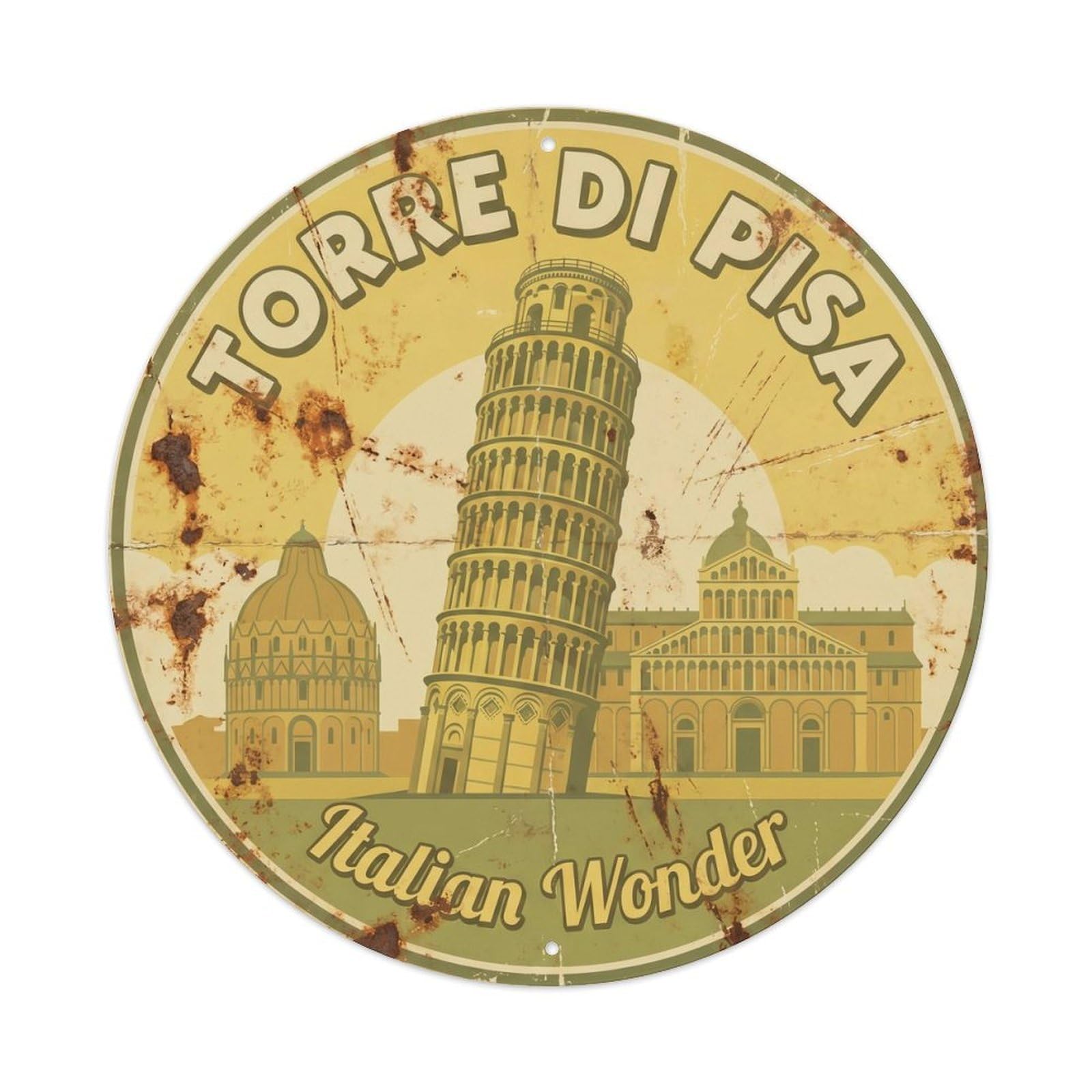 Fqnyr Style Vintage Travel Leaning Tower Pisa 2 Metal Tin Sign
