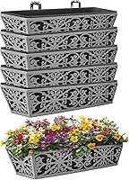 KarlliuHOMEGARDEN 6 Pack 24 Inch Metal Window Box Planters with Adjustable Brackets & Breathable Fabric Liner for Deck Railing Porch Balcony