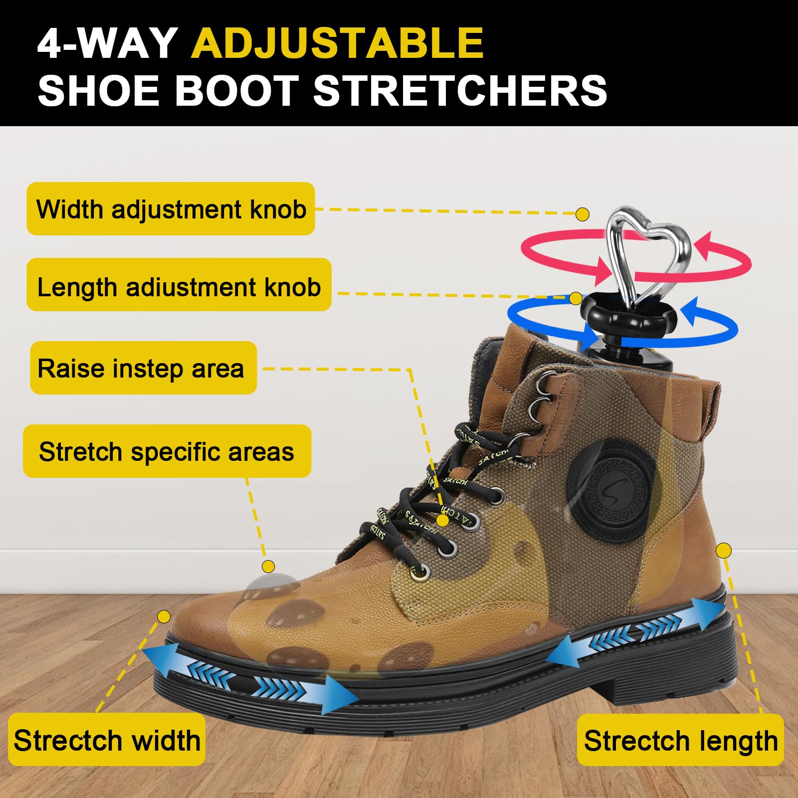Estirador de zapatos para mujeres y hombres, estirador de botas para mujeres y hombres, expansor de zapatos, ancho de longitud elástica