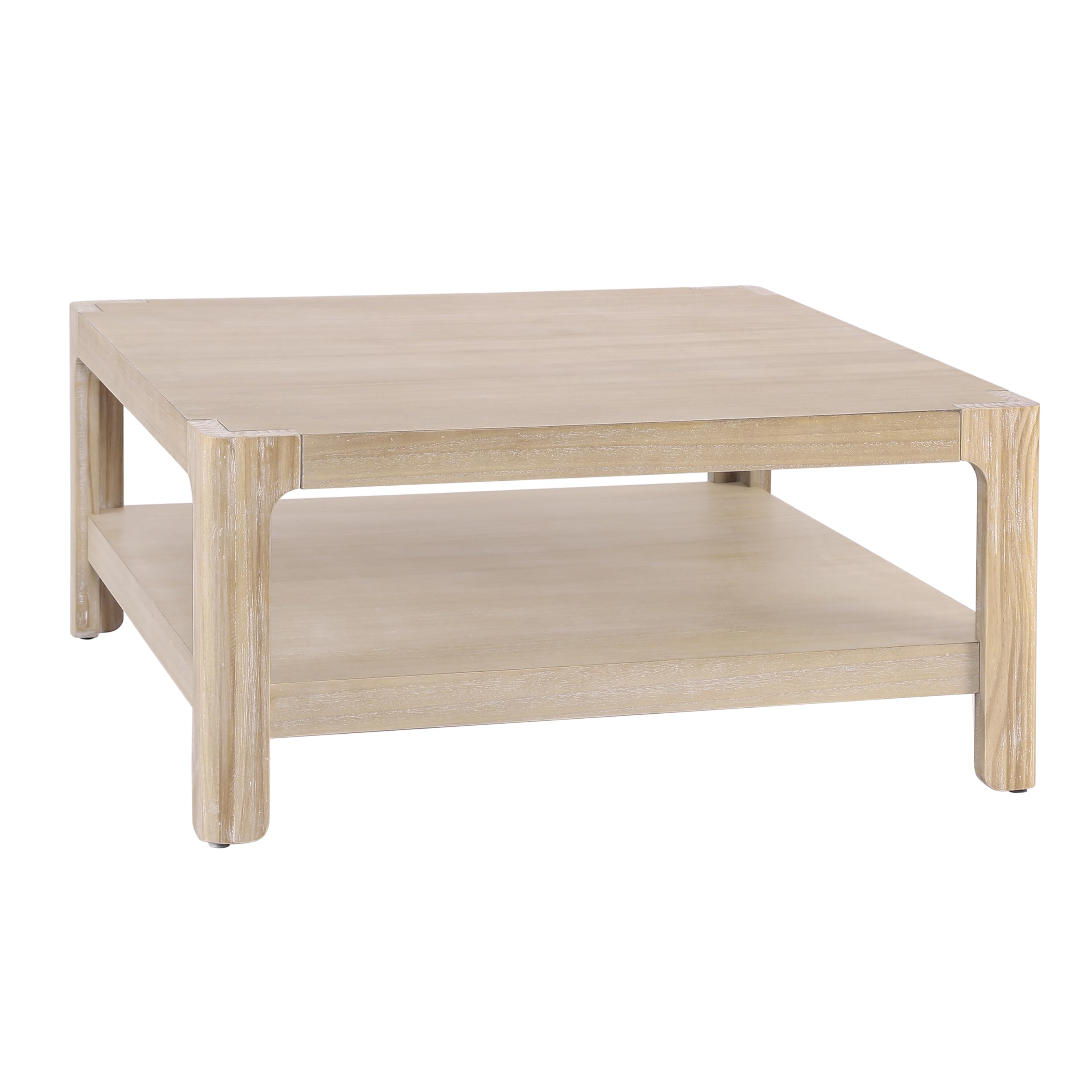 Condition photo showing As Is for similar incomplete farmhouse modern coffee table simple style square cocktail center table with open shelf for living room furniture, natural