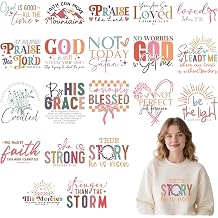 Dtf Transfers Ready to Press - 20 Pcs Bible Verse Iron on Patches for T-Shirts, Christian Inspirational Colorful Iron on Stickers Heat Transfer Vinyl Decals for DIY Fabric Clothes Decor