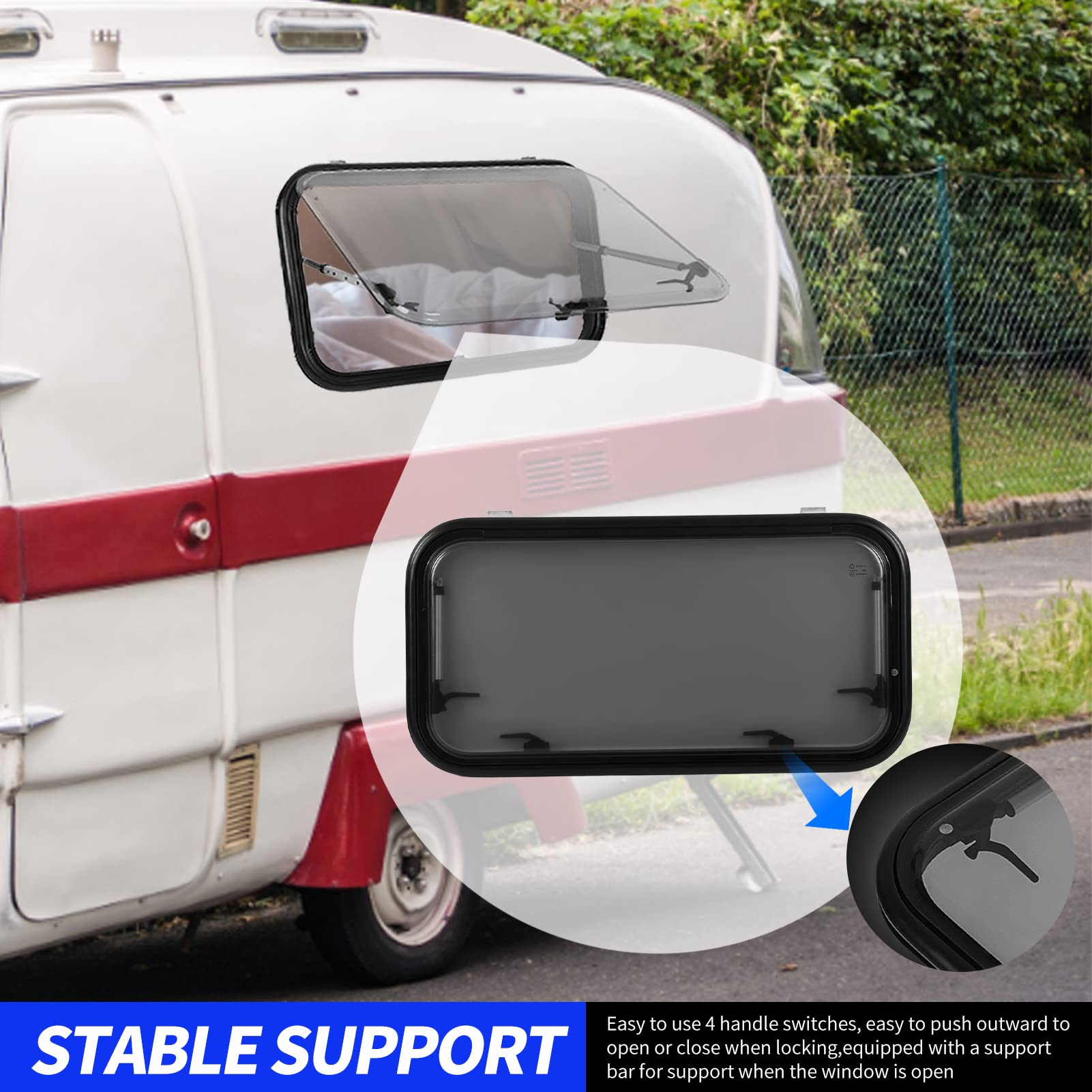 Amazon | RV 押し出し窓、900*450mm キャンピングカー非常口窓 外付け
