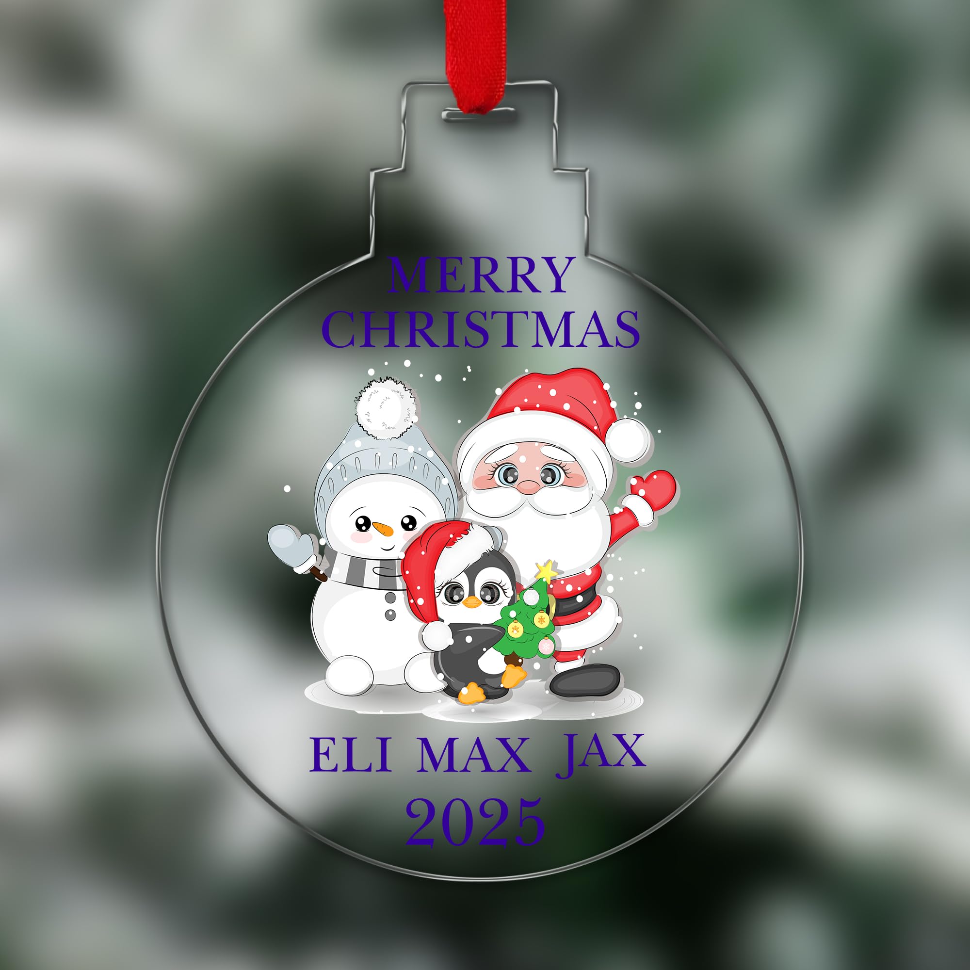 Kreatesquare Design 2 Personalised Christmas Tree Decorations Baubles For Family Of 3 With Name | Xmas Tree Decoration Hanging Ornaments Personalised Bauble For Xmas Decorations