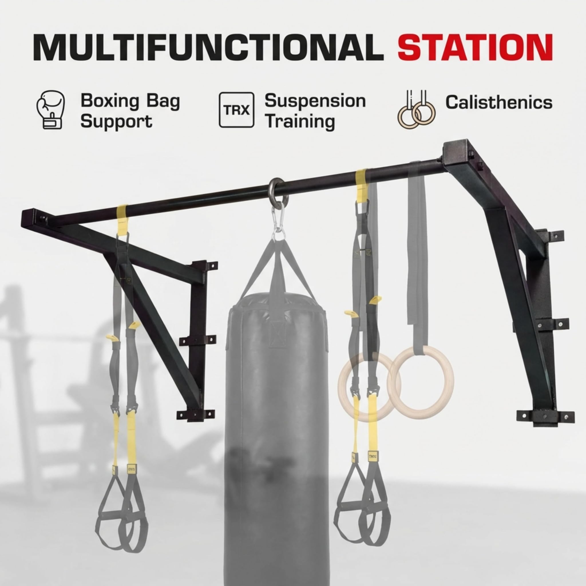 Cipriani sport - Barra Trazioni a Muro Gym Wall Bars -Kit di Fissaggio incluso | Professionale per Muscle Up, Pull Up - per Calisthenics, Bodybuilding - Robusta e Sicura