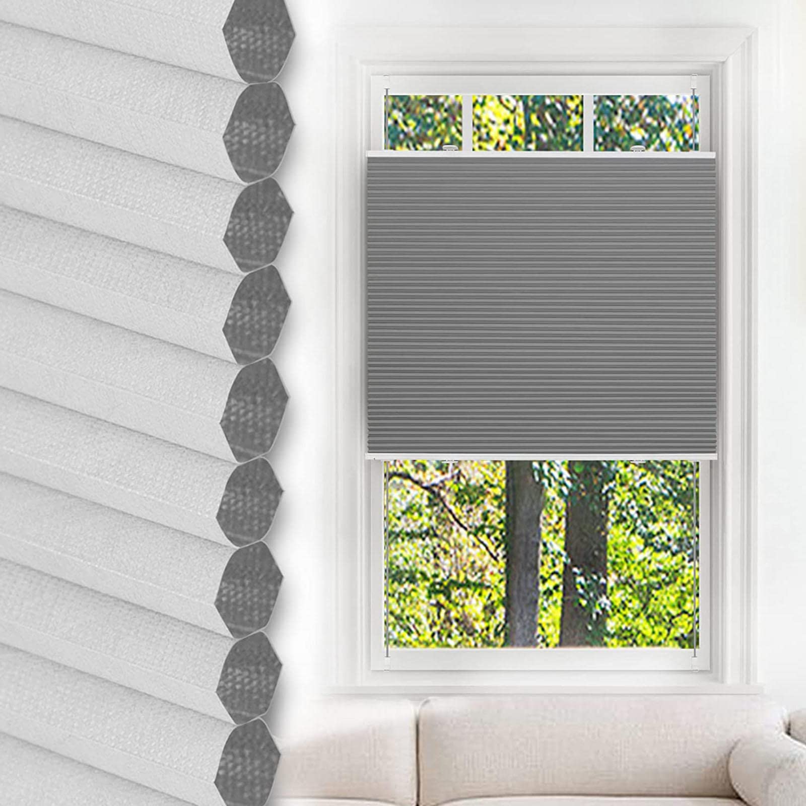 Pxzybd W×H Cellular Pleated Shades,Blackout Honeycomb Pleated Blinds,Insulated Honeycomb Window Shades 55Cm 60Cm 70Cm 75Cm 80Cm 85Cm 90Cm 95Cm,Cellular Blinds No Drilling,Custom Size,-120X120cm/47.2*47.2In