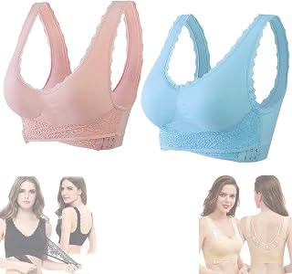 TETHY Tourmaline Shaping Wireless Silky Bra,Shaping Lifting Bra, Front Cross Side Buckle Lace,Women's Sports Bra