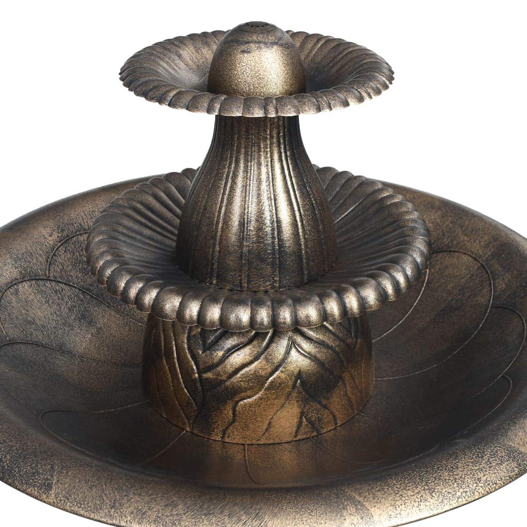 Fuente para Pájaros con Bomba Integrada, Bebedero y Bañera para Jardín, Plástico Resistente a la Intemperie, Color Bronce, 50x91 cm, 6W, 220-240V, para Patio, Balcón y Exterior