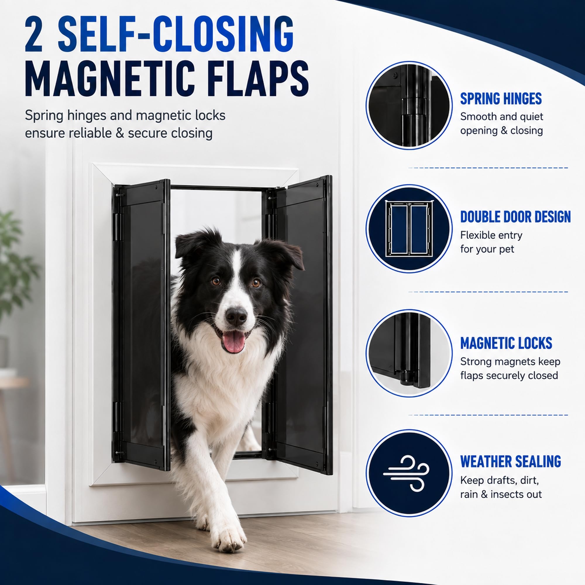 Aluminium hundeklappe, Double Volet Magnétique hundeklappe für große Hunde