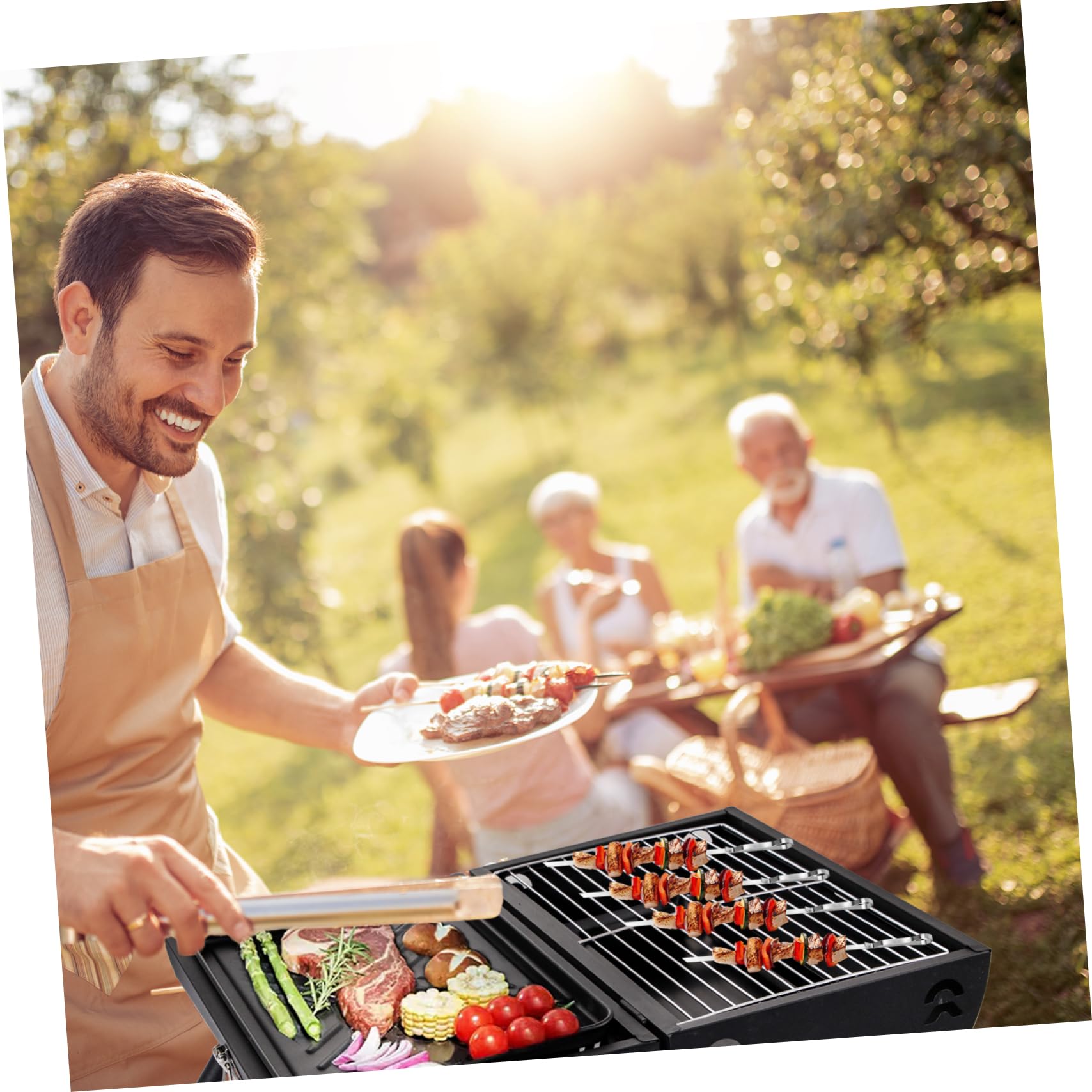 VICASKY 1 set Spiedini per Barbecue Inossidabile Riutilizzabili e Portatili per Grigliate All Adatti per Carne e Verdure per Picnic e Bbq
