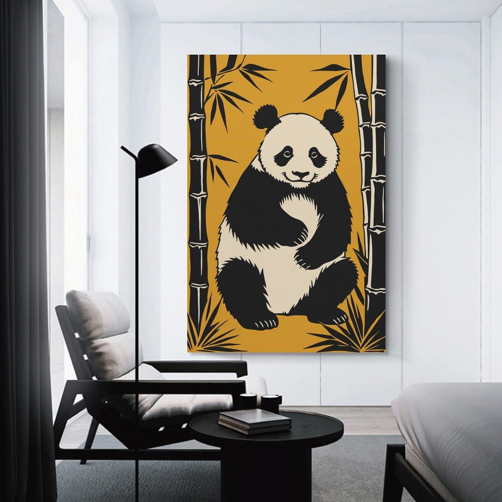 Junmoney Cute Panda Portrait Canvas Wall Picture, 20x30inch(50x75cm), for Picture Wall Styling in Lounge Or Bedroom, An Easy Match for Collected Prints