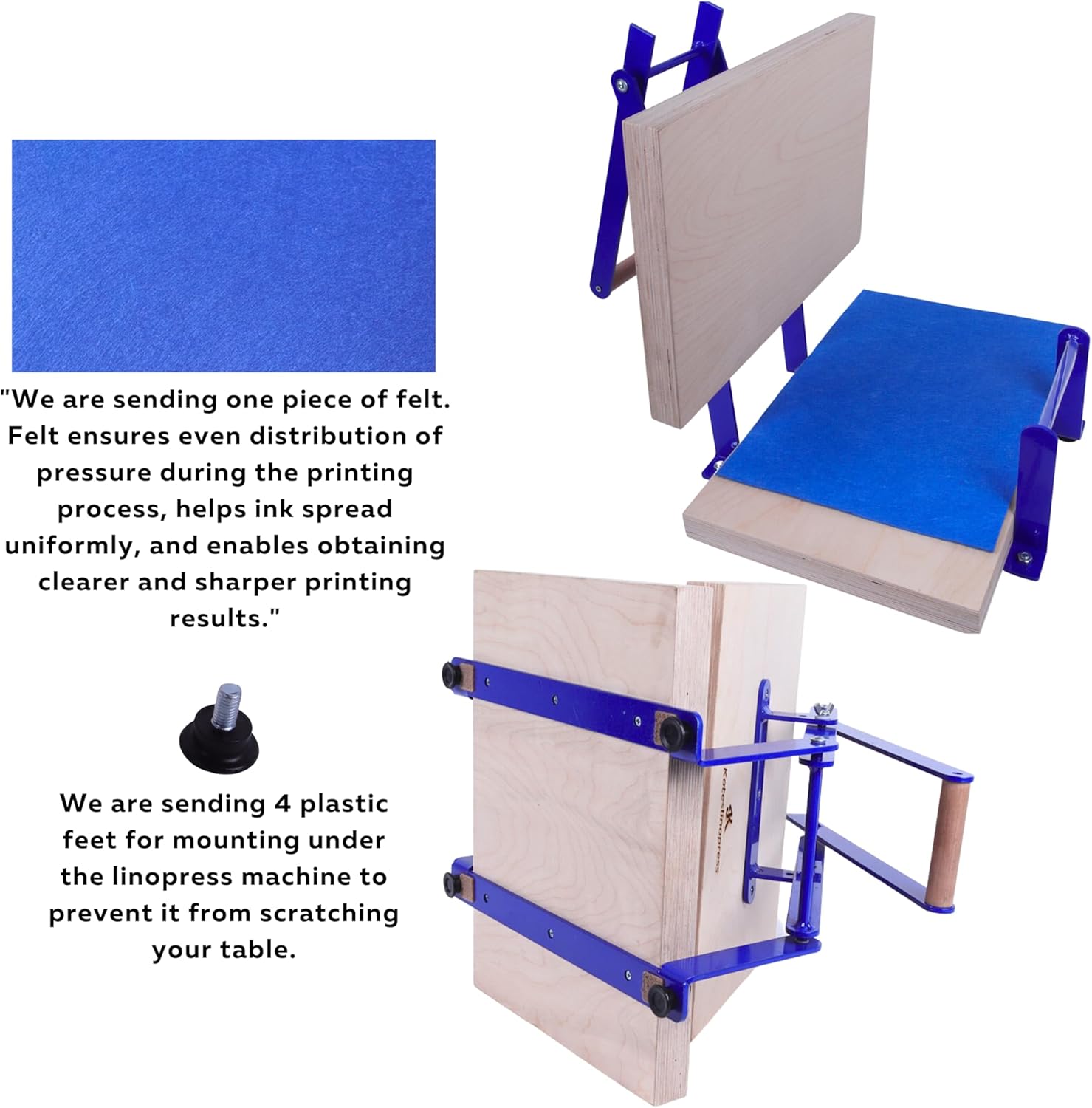 Hand lino Press Machine, Linocut Linoleum Etching Relief Block Printing, Hand Lever Press, P Blue A4
