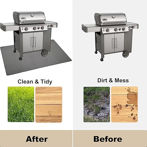 Miniatura 4 de Tapete de barbacoa para parrilla al aire libre, 50 x 38 pulgadas, tapetes resistentes y gruesos debajo de la parrilla, protector de suelo