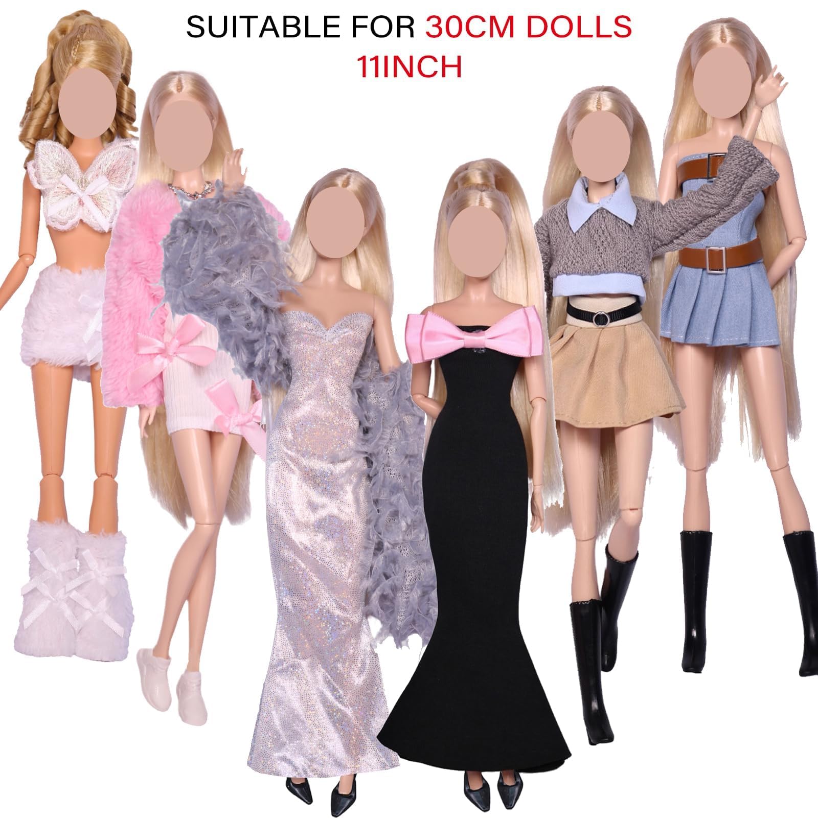 TYXHXTF Set di 21 Vestiti Compatibile con Bambole, Bambole Abbigliamento e Accessori, Compatibile con Barbie, 6 Abiti da Sera, per Bambole da 11,5 Pollici