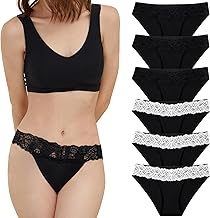 Aurmly Underwear Women, Breathable Womens Seamless Hipster, Ladies Knickers for Daily Wear, Bikini Briefs, Multipack of 6, Size XL, Black