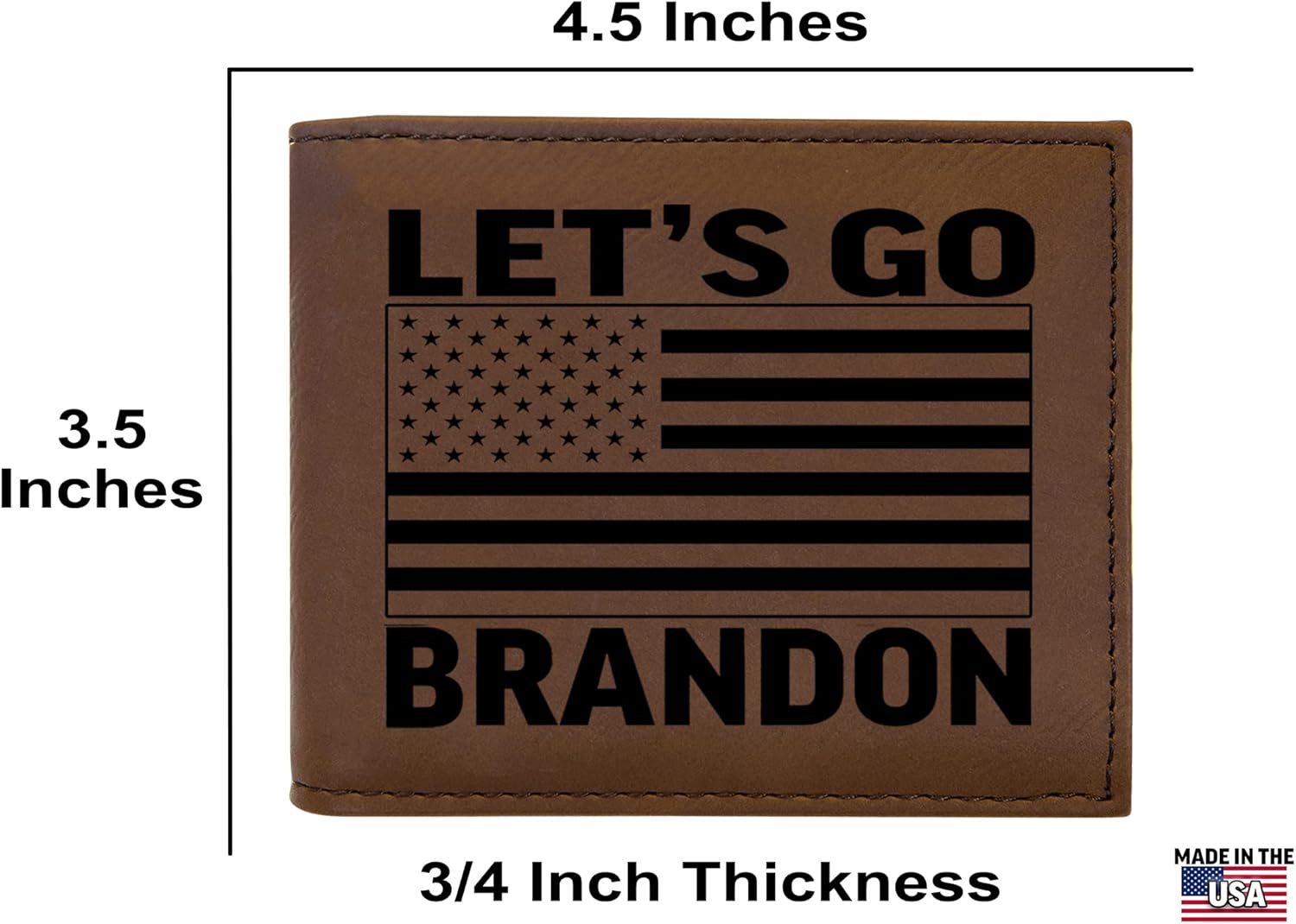 Rogue River Tactical USA American Flag Anti Biden Lets Go Brandon Men's Leather Bifold Wallet RFID Gift For Him Dad Father United States Billfold Conservative Republican
