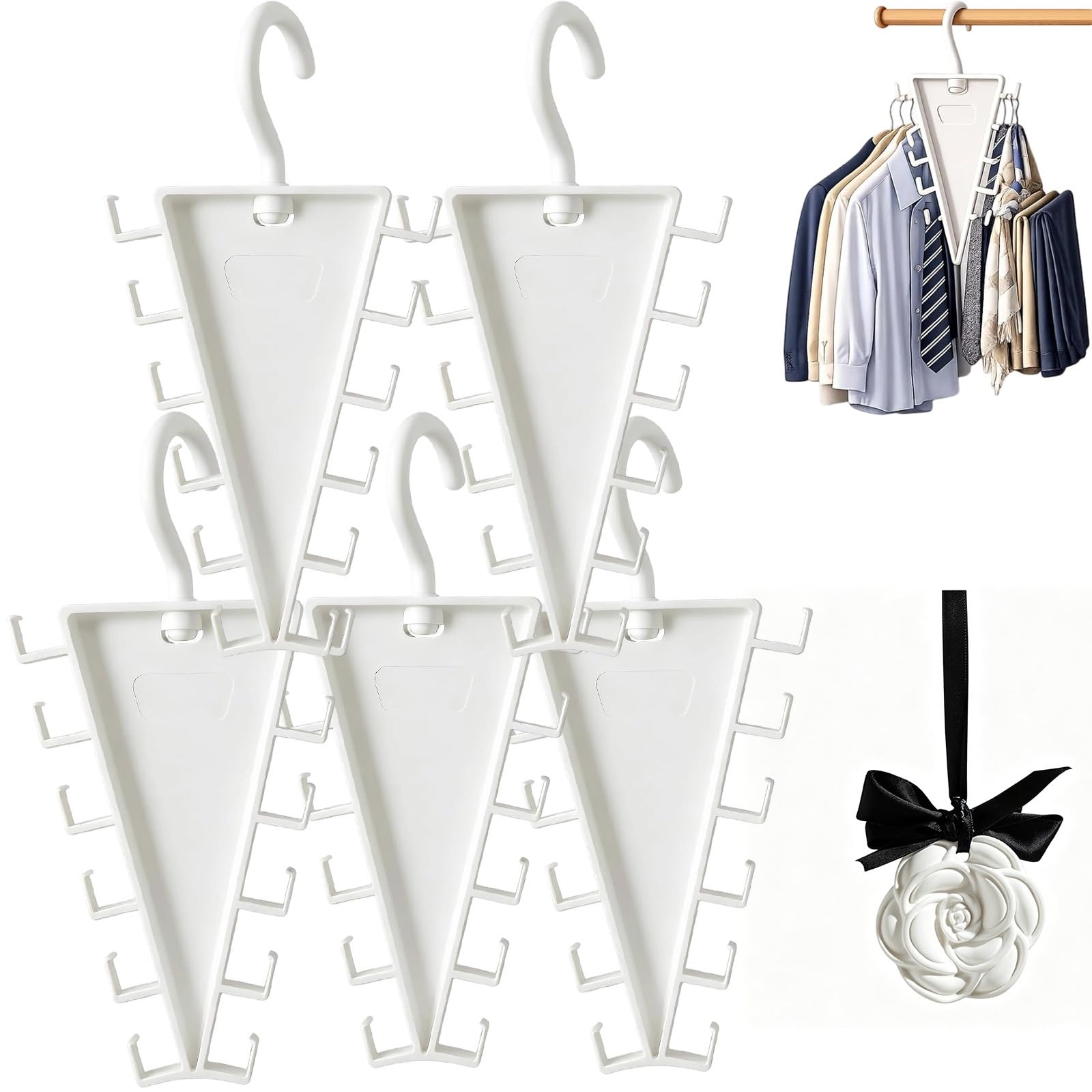 Multi-Functional V-Shaped Double Sided Hanger Storage Rack, Hangers for Clothes Space Savers, 360° Rotating Multifunctional Dormitory Organizer for Pants, Hats, Scarves, Suit, Dress(5pcs)