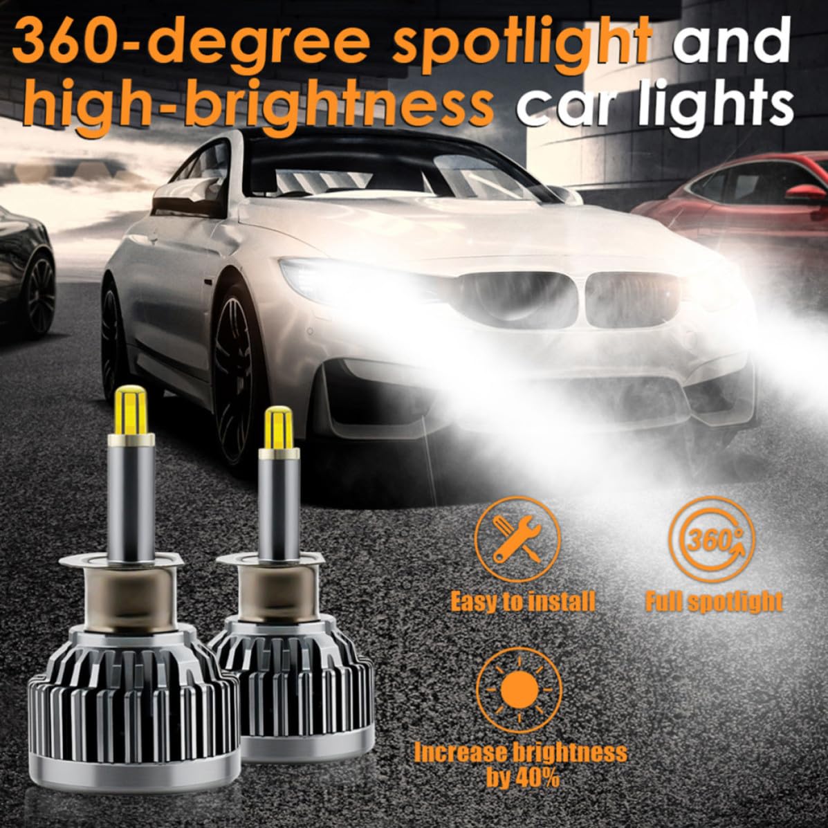 POPETPOP Bombillas LED H1 para Coche, 1 Par, Aluminio Aeronáutico Blanco